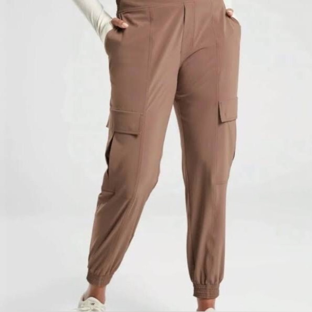Athleta Chelsea Mid-Rise Utility Cargo Pocket Athletic Jogger in Mineral Brown - Picture 1 of 12